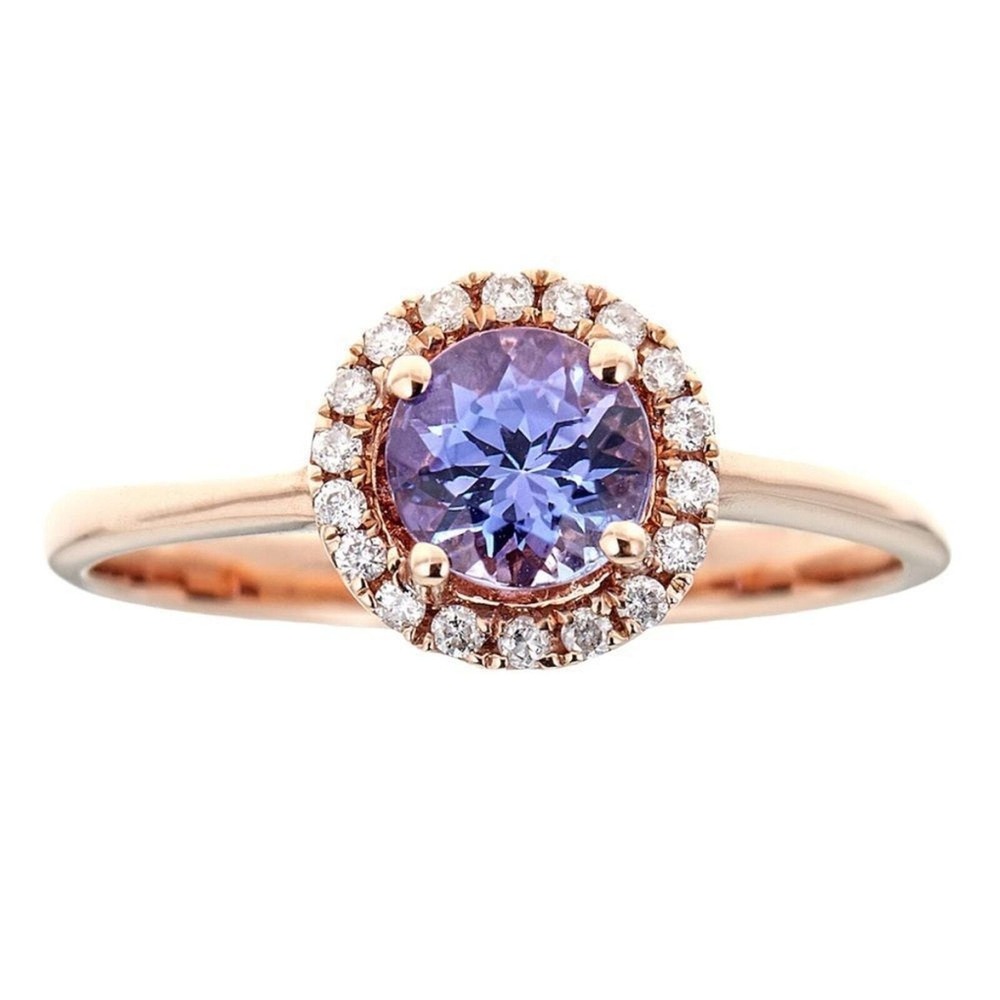 Cirari 10K Rose Gold Round Tanzanite Ring Sz 7.75